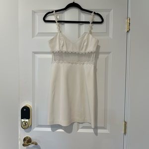 White Mini Dress - Sheer Cut Out